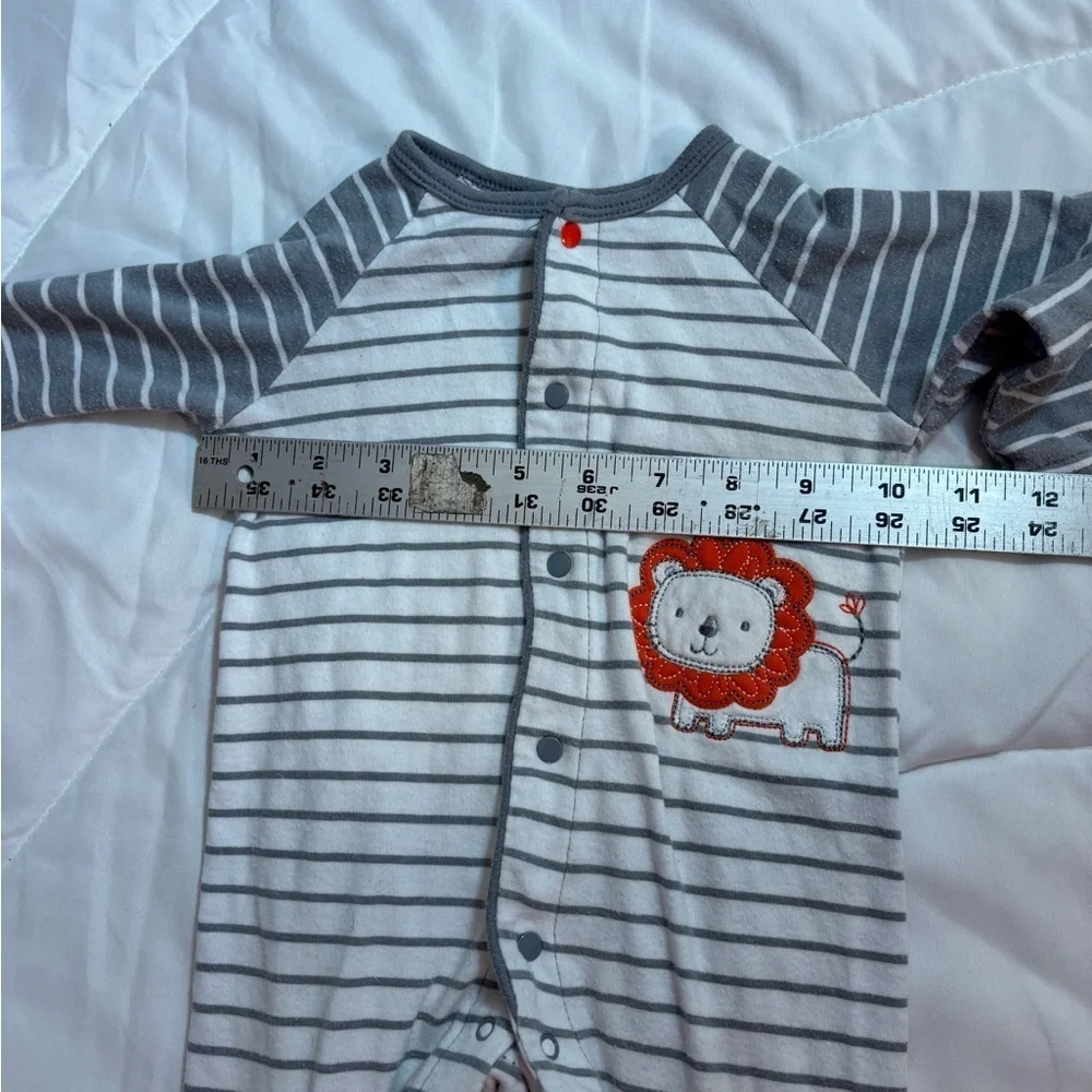Little Me Striped Gray and White Outfit with Red lion- 12-18m (no size tag)